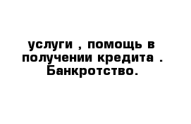 услуги , помощь в получении кредита . Банкротство. 